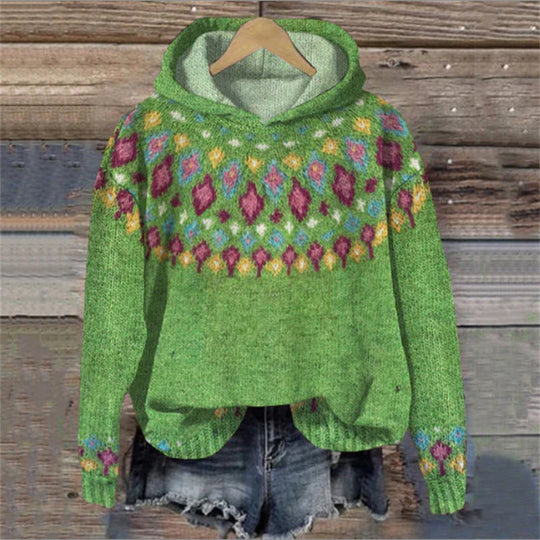 Damen Hoodie Mit Retro Druck Und Kapuze