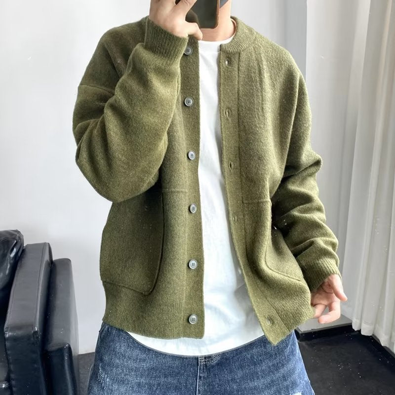 Herren Strickpullover Mit Knopfleiste