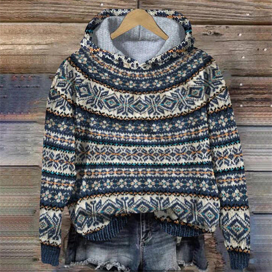 Damen Hoodie Mit Retro Druck Und Kapuze