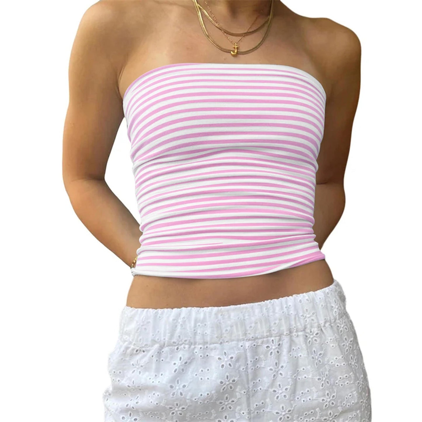 Damen-gestreiftes Bustier-Top mit feinen Linien