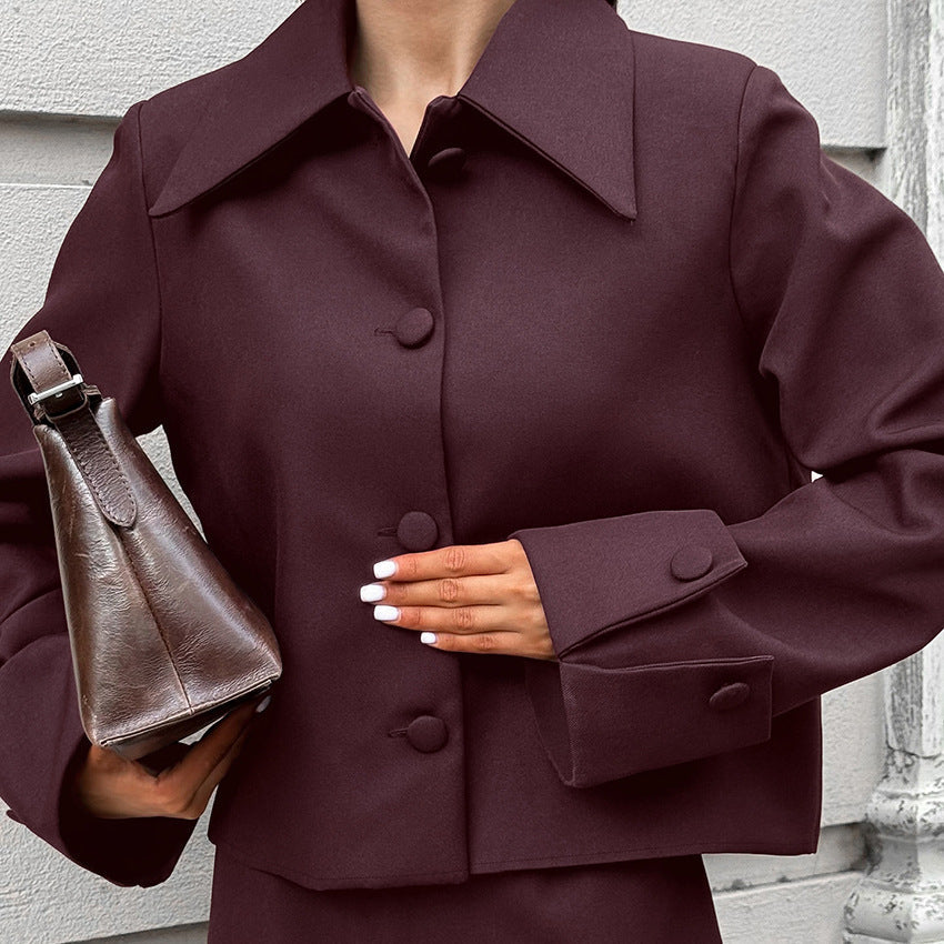 Damen Kurzjacke Mit Weitem Schnitt Und Eleganten Knopfdetails