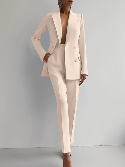 Damen Blazer Und Hosen Set Mit Geradem Schnitt