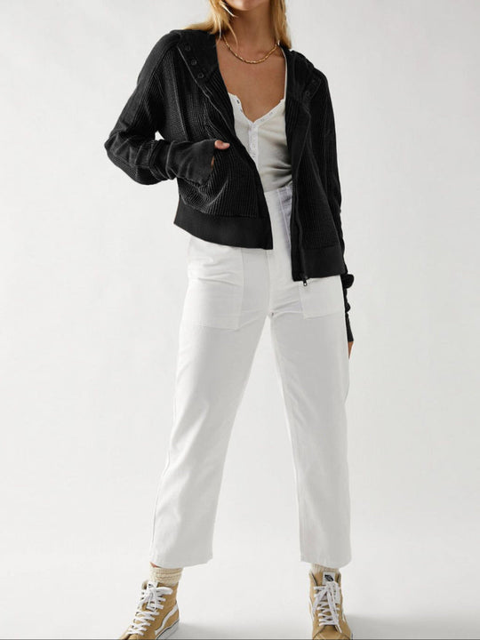 Damen Kapuzenjacke Mit Strukturmuster