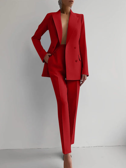 Damen Blazer Und Hosen Set Mit Geradem Schnitt