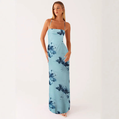 Damen Blumen Maxikleid Sommer Ärmellos Strandkleid