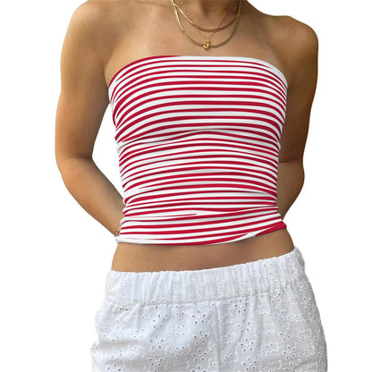 Damen-gestreiftes Bustier-Top mit feinen Linien