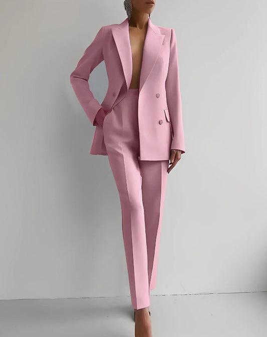 Damen Blazer Und Hosen Set Mit Geradem Schnitt