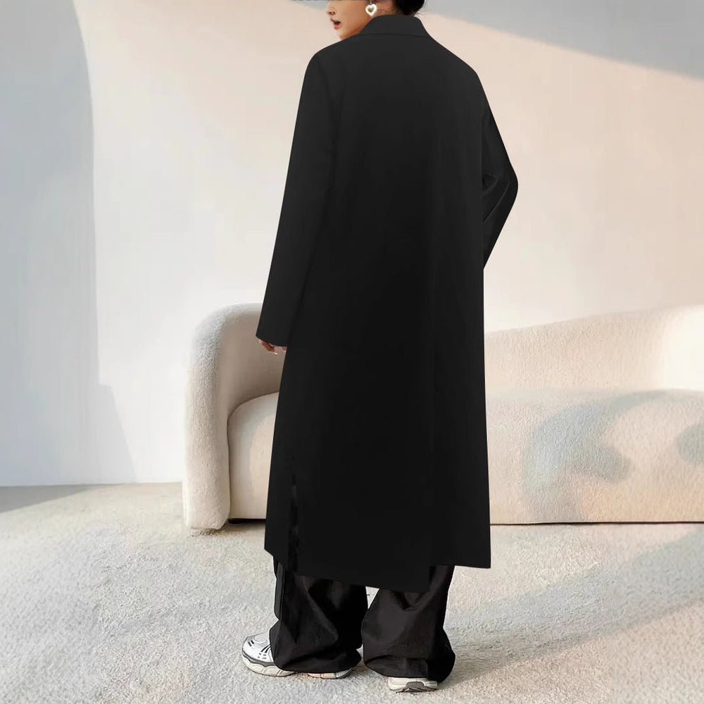 Damen Oversize Mantel Mit Revers Und Knopfleiste