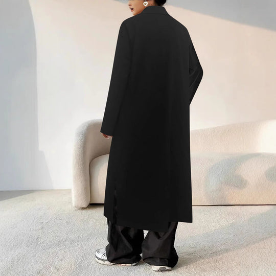 Damen Oversize Mantel Mit Revers Und Knopfleiste