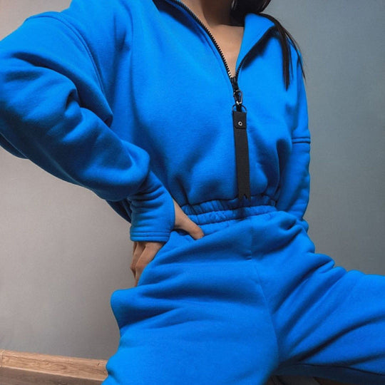Damen Sportliches Hoodie Set Mit Reißverschluss