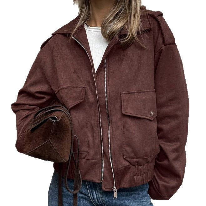 Damen Kurzjacke Mit Reißverschluss Und Aufgesetzten Taschen