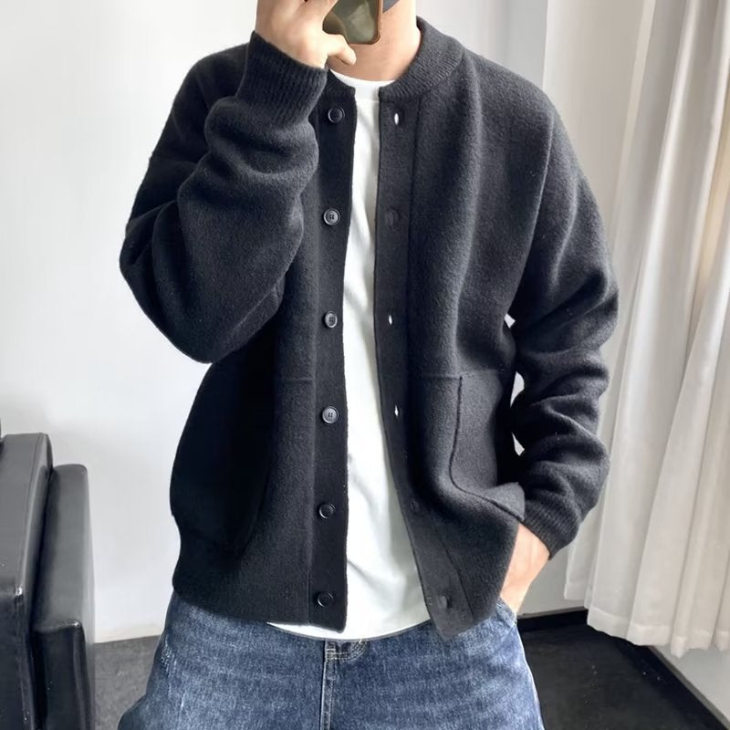 Herren Strickpullover Mit Knopfleiste