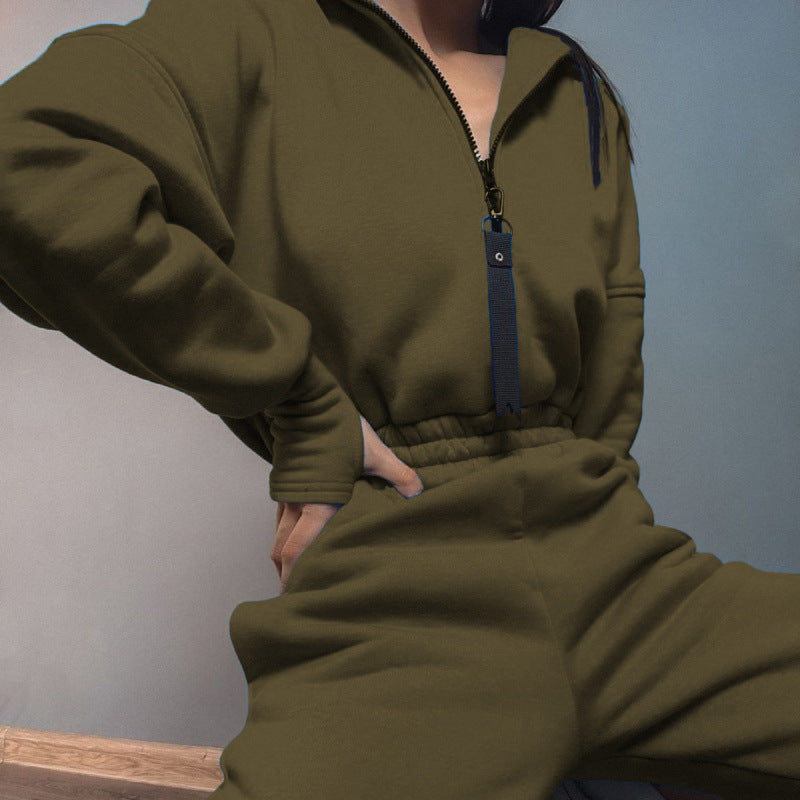 Damen Sportliches Hoodie Set Mit Reißverschluss