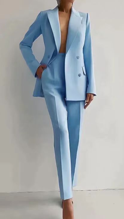 Damen Blazer Und Hosen Set Mit Geradem Schnitt