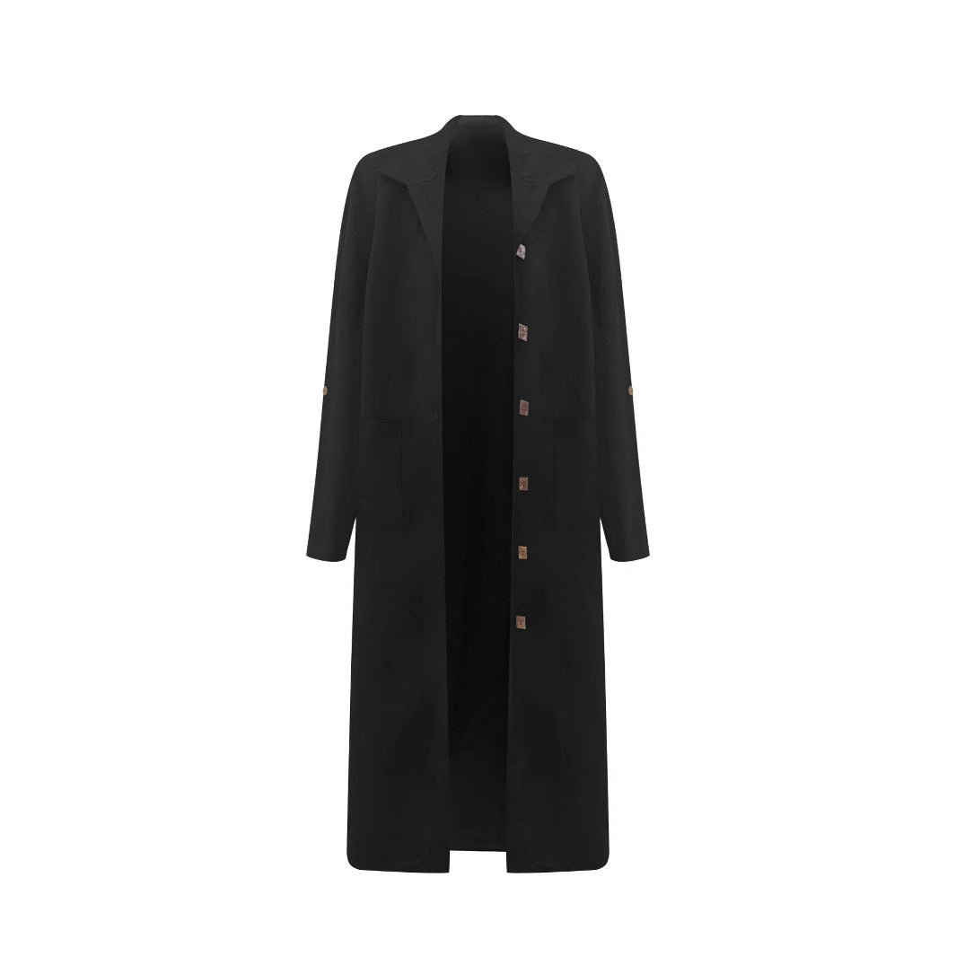 Damen Oversize Mantel Mit Revers Und Knopfleiste