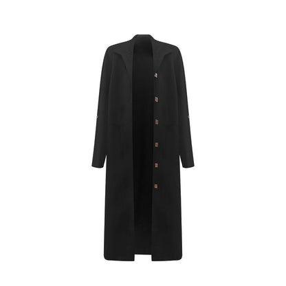Damen Oversize Mantel Mit Revers Und Knopfleiste