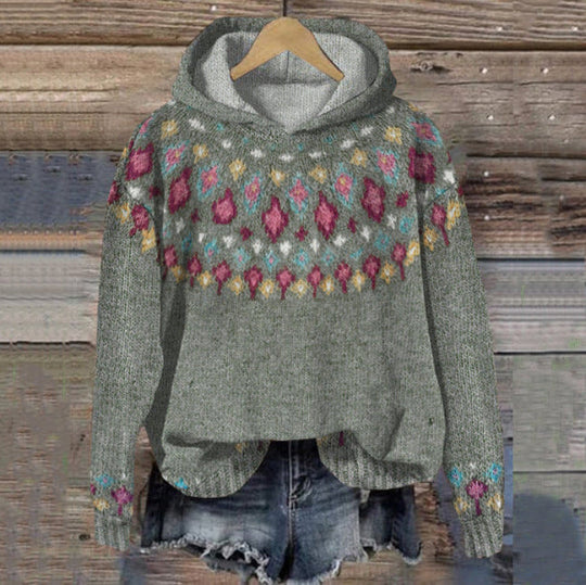 Damen Hoodie Mit Retro Druck Und Kapuze