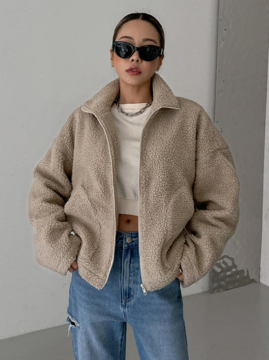 Damen Wolljacke Mit Reißverschluss Im Modernen Design
