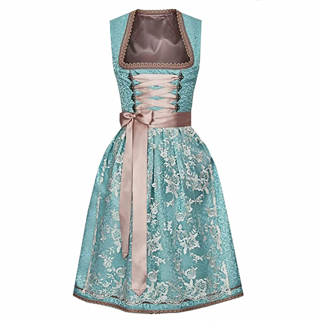Damen Dirndl 3-teilig Mit Schürze Und Bluse