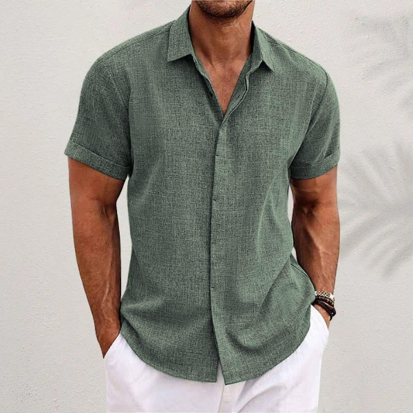 Herren Kurzarm Leinenhemd