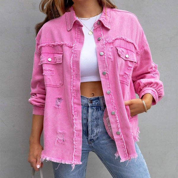 Damen Jeansjacke Mit Vintage Look