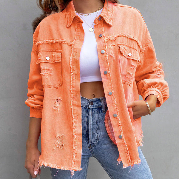 Damen Jeansjacke Mit Vintage Look