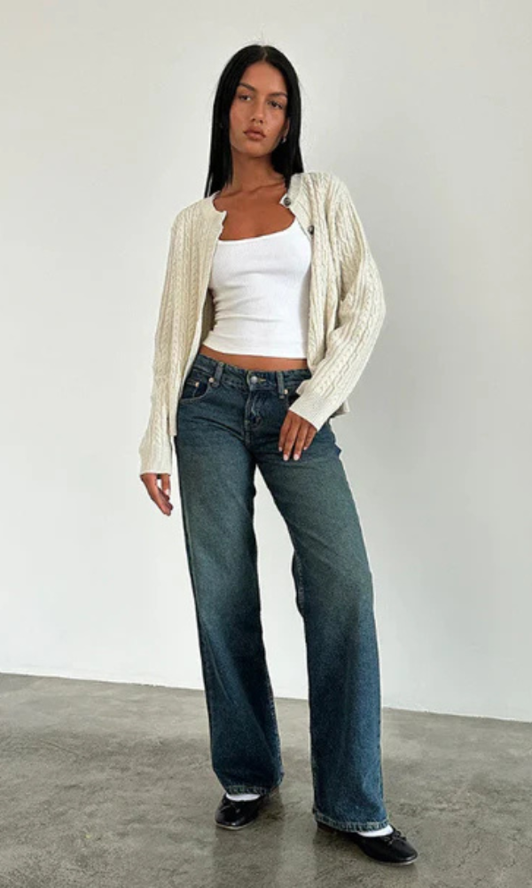 Damen Stretch Jeans Mit Niedriger Taille