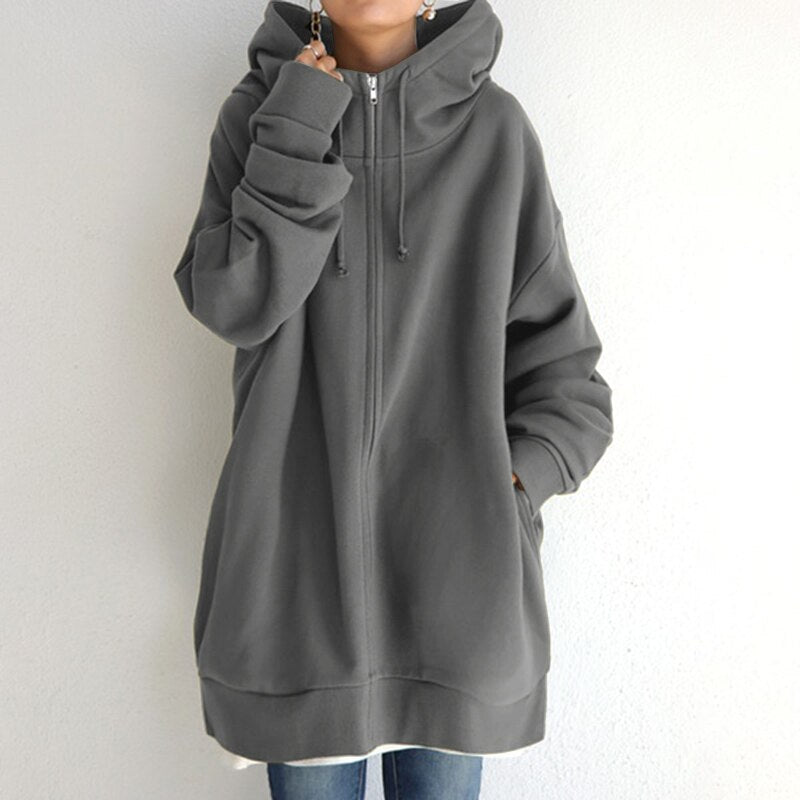 Damen Oversize Hoodie Mit Wollstruktur Für Winter