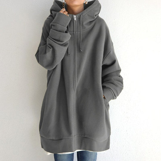 Damen Oversize Hoodie Mit Wollstruktur Für Winter