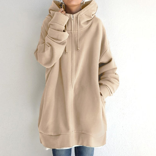 Damen Oversize Hoodie Mit Wollstruktur Für Winter