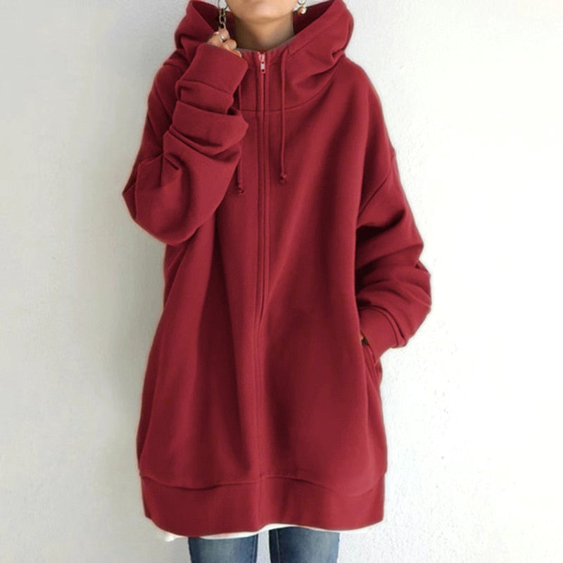 Damen Oversize Hoodie Mit Wollstruktur Für Winter