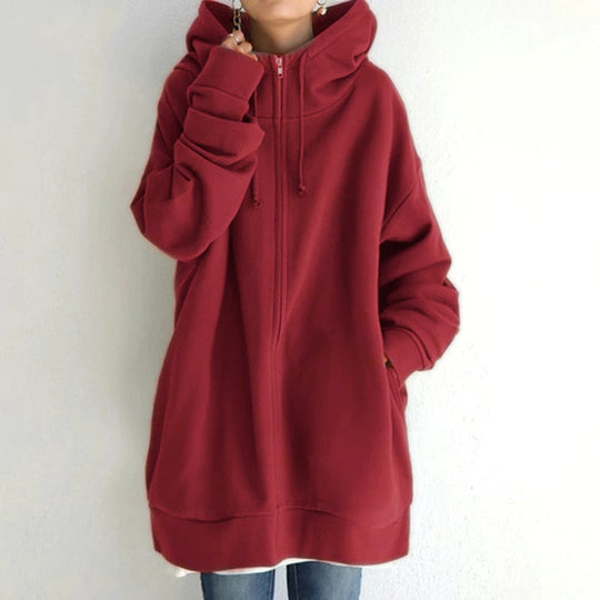 Damen Oversize Hoodie Mit Wollstruktur Für Winter
