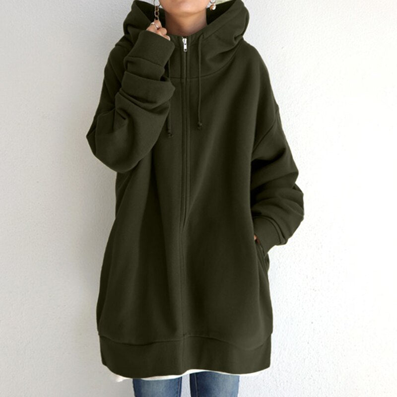 Damen Oversize Hoodie Mit Wollstruktur Für Winter