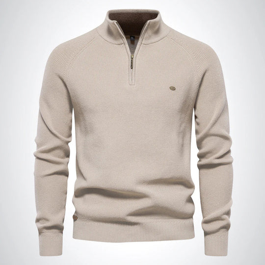 Herren Baumwollpullover Mit Reißverschluss Am Kragen