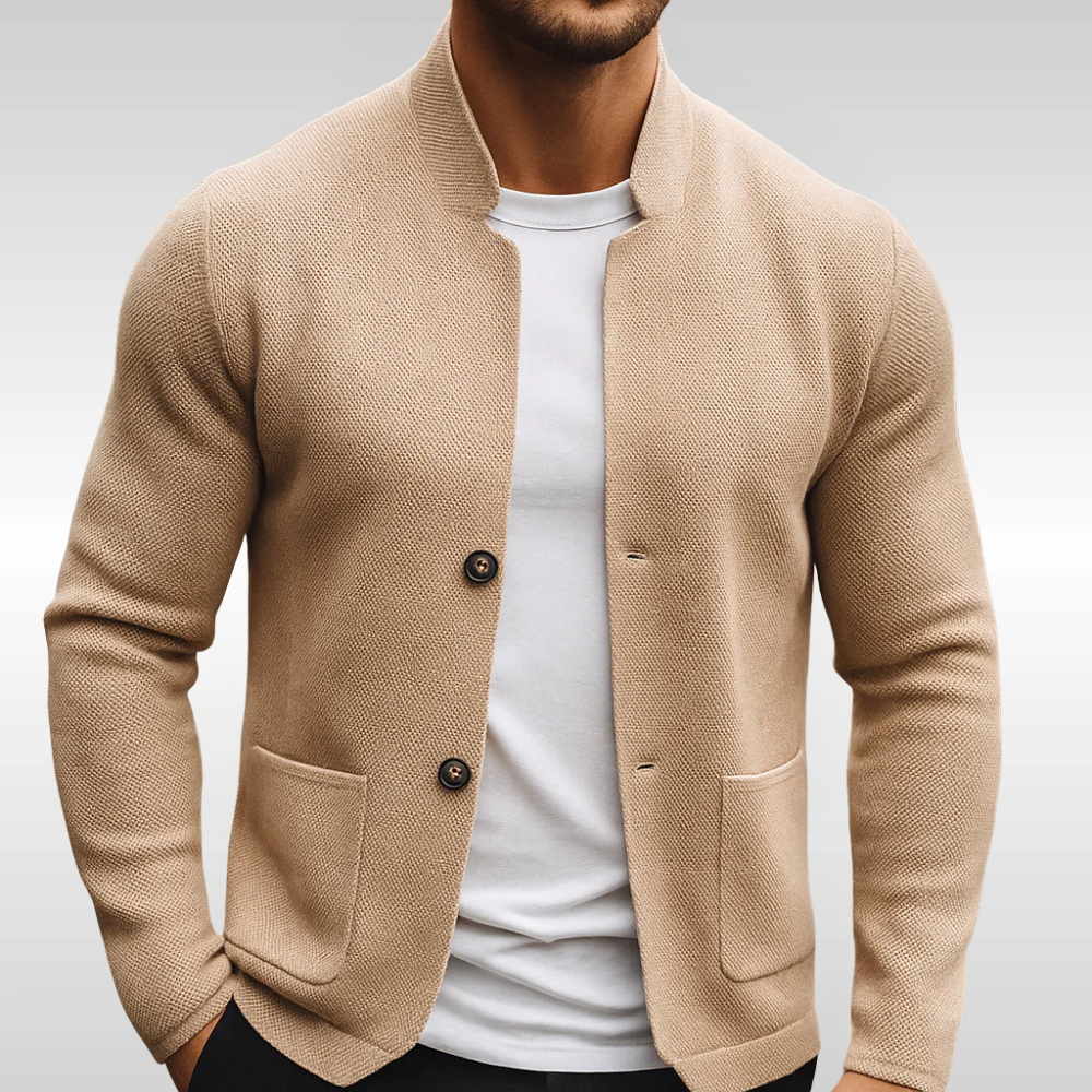 Herren Strickjacke Mit Strukturierter Oberfläche