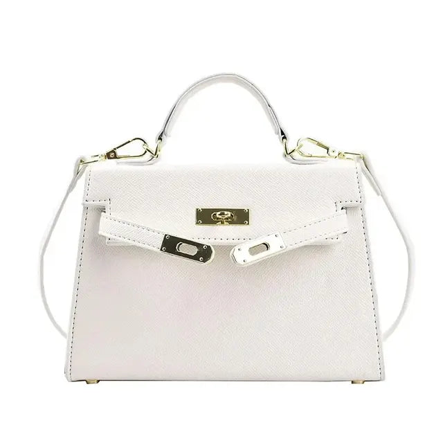 Strukturierte Mini-Schultertasche mit Drehverschluss für Damen