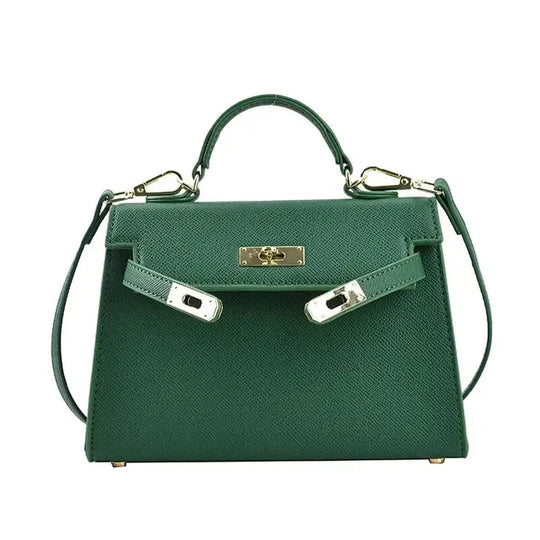 Strukturierte Mini-Schultertasche mit Drehverschluss für Damen