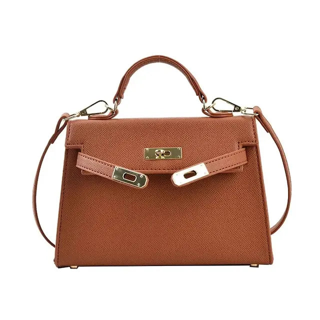 Strukturierte Mini-Schultertasche mit Drehverschluss für Damen