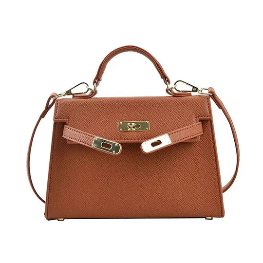 Strukturierte Mini-Schultertasche mit Drehverschluss für Damen