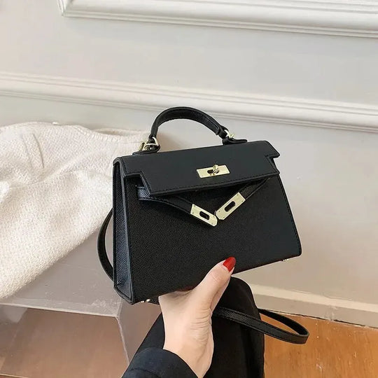 Strukturierte Mini-Schultertasche mit Drehverschluss für Damen