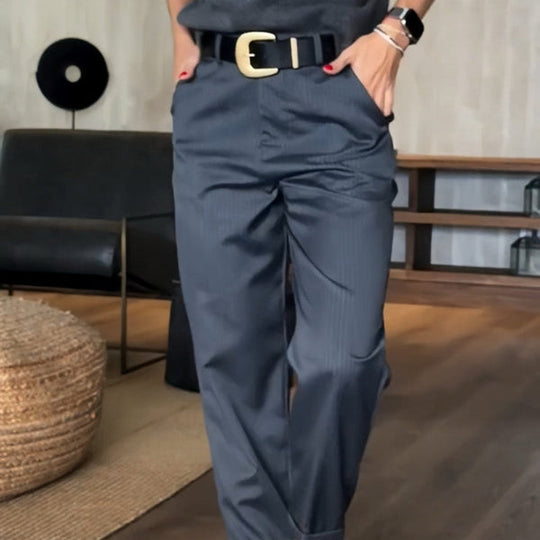 Damen Gestreifte Elegante Anzughose