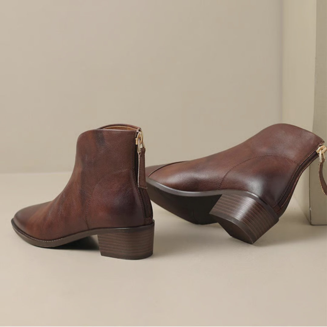 Damen Stiefeletten Mit Blockabsatz Und Klassischem Design