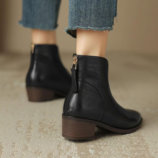 Damen Stiefeletten Mit Blockabsatz Und Klassischem Design