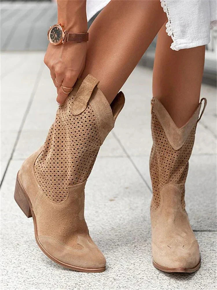 Cowboy Stiefel mit Lochmuster für Damen