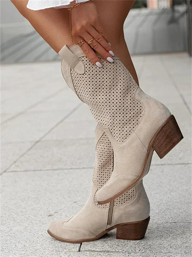 Cowboy Stiefel mit Lochmuster für Damen