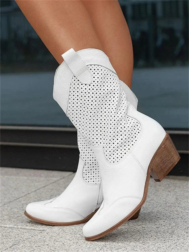 Cowboy Stiefel mit Lochmuster für Damen