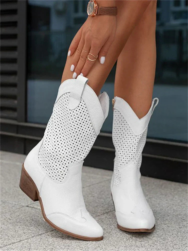 Cowboy Stiefel mit Lochmuster für Damen