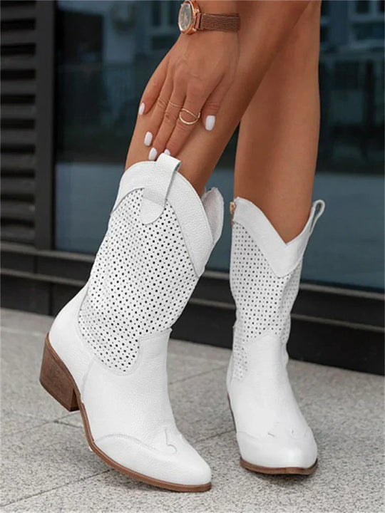 Cowboy Stiefel mit Lochmuster für Damen