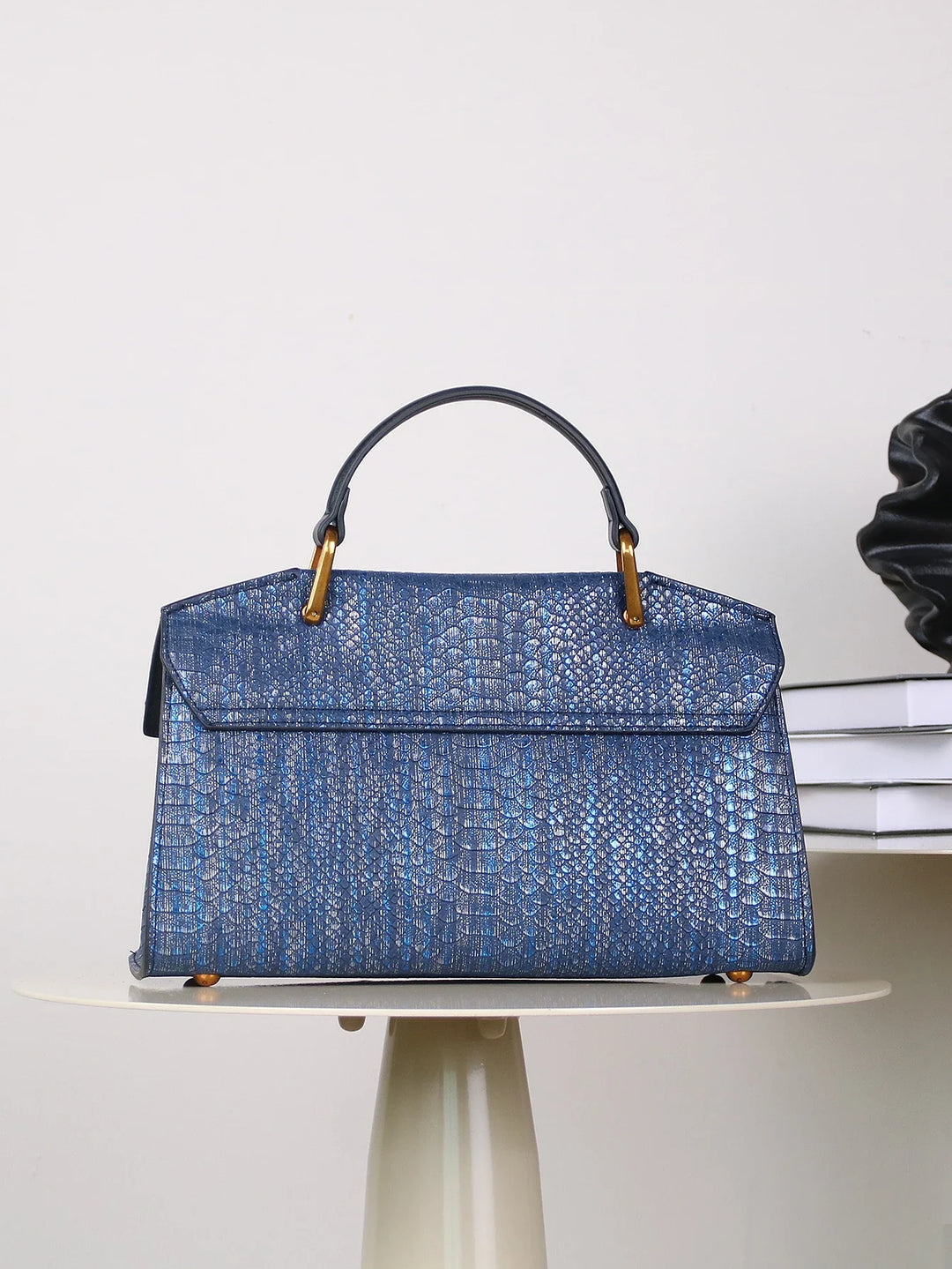 Glänzende Schlangenprint-Handtasche für Damen
