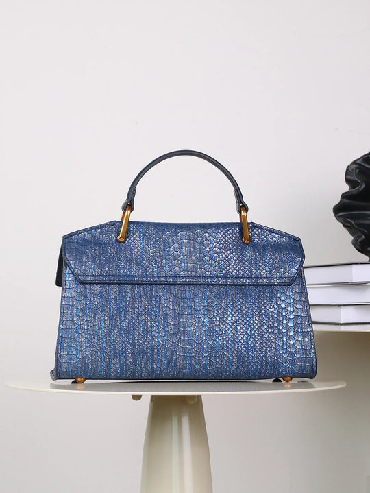 Glänzende Schlangenprint-Handtasche für Damen